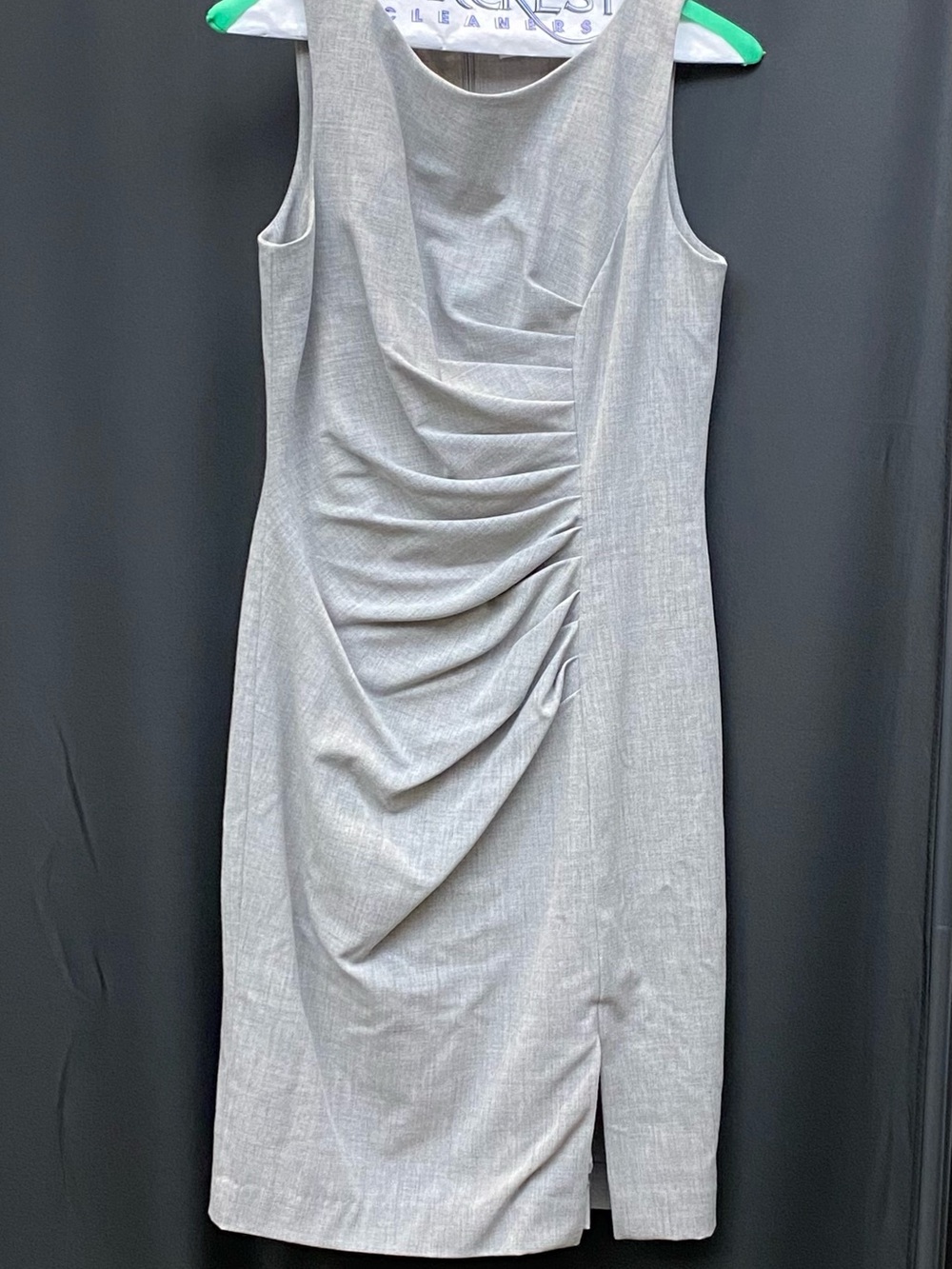 Calvin Klein Gray Asymmetrical Ruched Sheath Dress Size 4